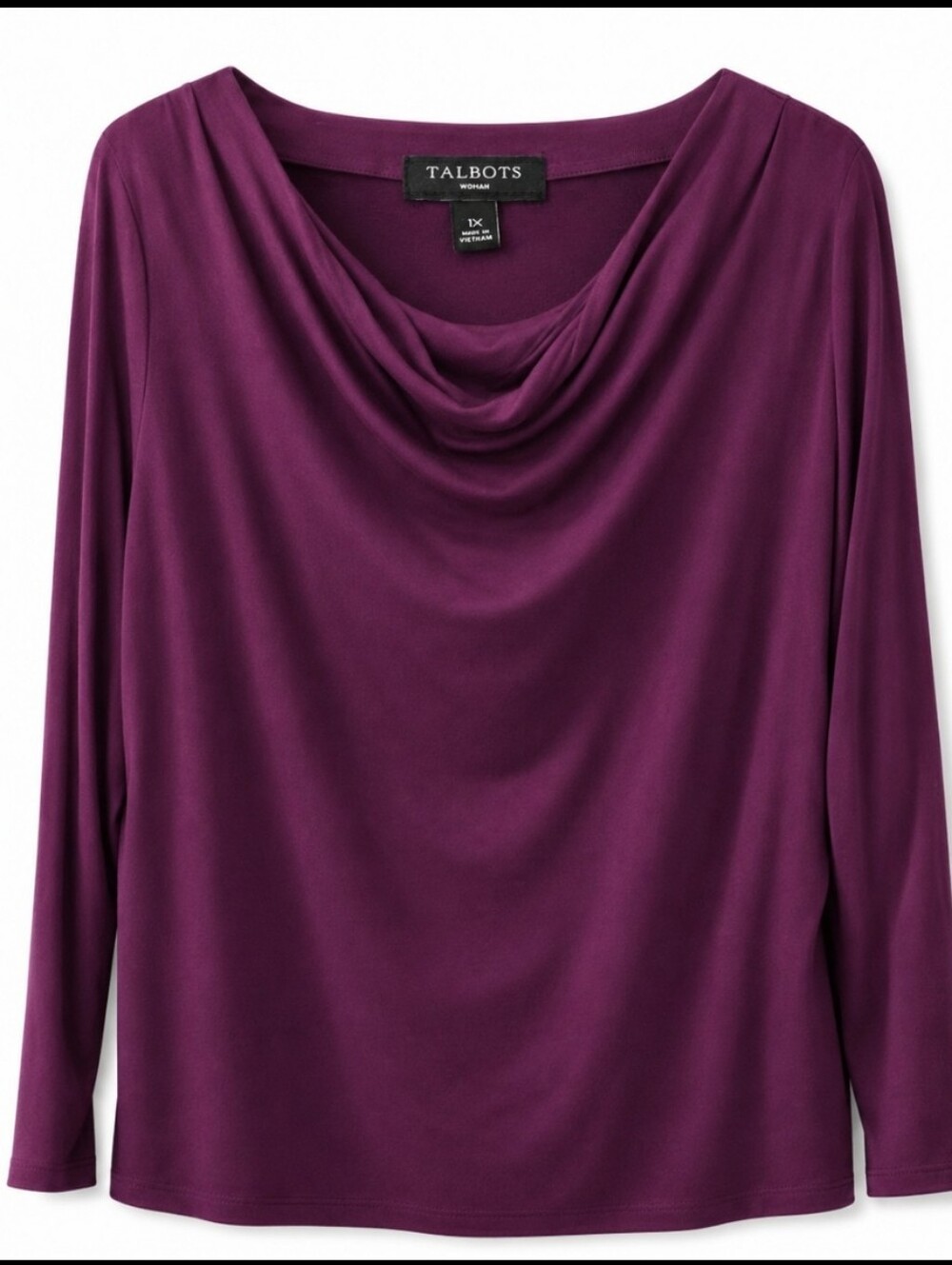 Talbots Wine Colored Draped Neck Top Plus Sz 1X
